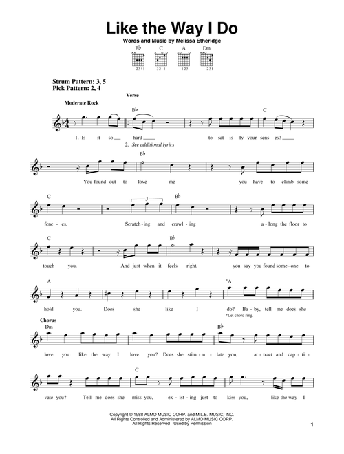 Like The Way I Do - Melissa Etheridge (Easy Guitar)