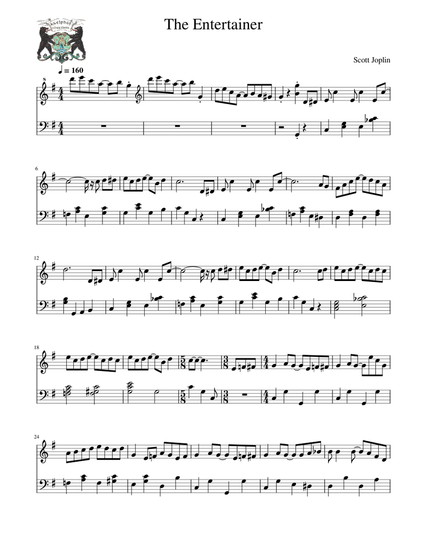 The Entertainer Scott Joplin Sheet Music for Piano (Piano Duo ...