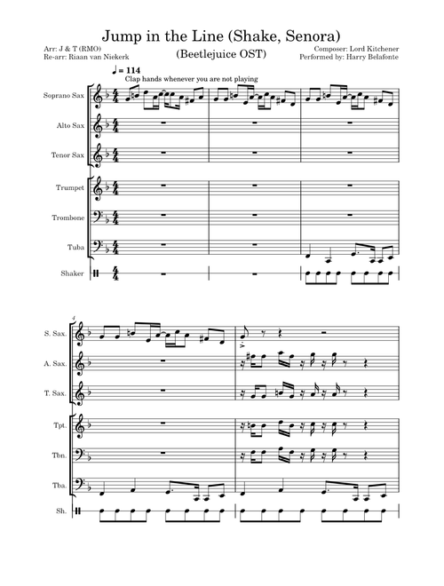 Jump in the Line (Shake, Senora) for brass band