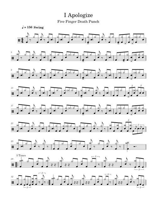I Apologize Drum Score