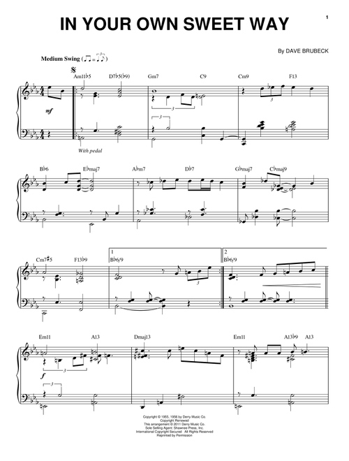 In Your Own Sweet Way - Dave Brubeck (Piano-Vocal-Guitar)