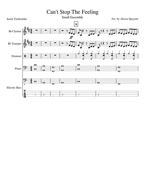 Can't Stop The Feeling (Small Ensemble)
