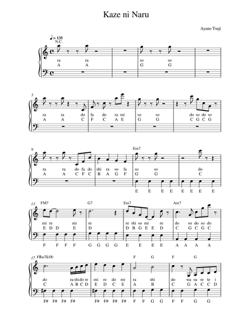 Kazeni Naru (Arr. piano.tokyo) - Ayano Tsuji (Piano Solo)