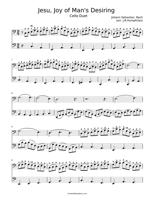 Bach Cantata 147 Jesu Joy of Man s Desiring Cello Duet
