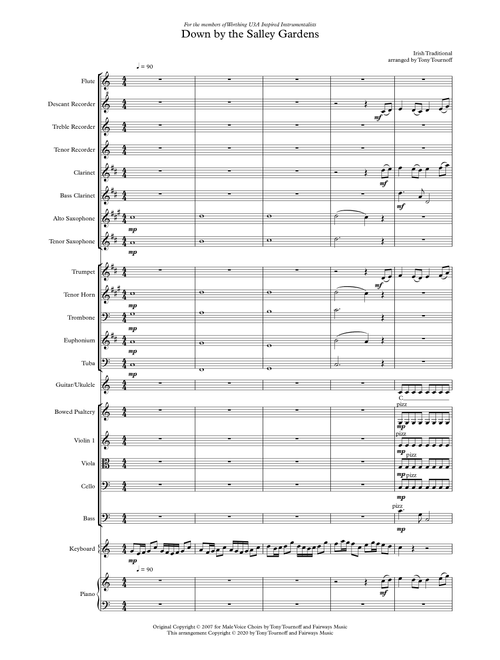 Down by the Salley Gardens (Mixed Ensemble) (Arr. Tony Tournoff) - Irish Traditional (Large Ensemble)