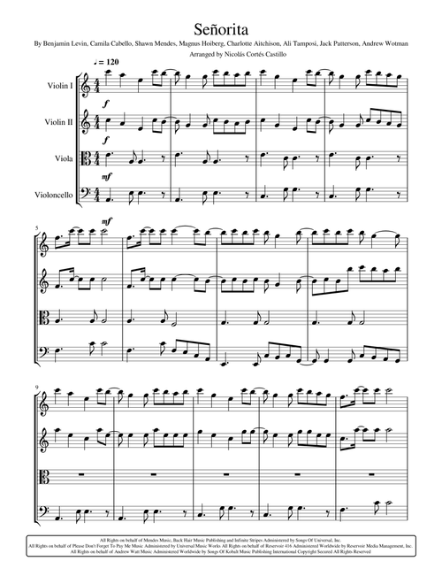 Senorita (Arr. Nicolás Cortés Castillo) - Shawn Mendes And Camila Cabello (String Quartet)