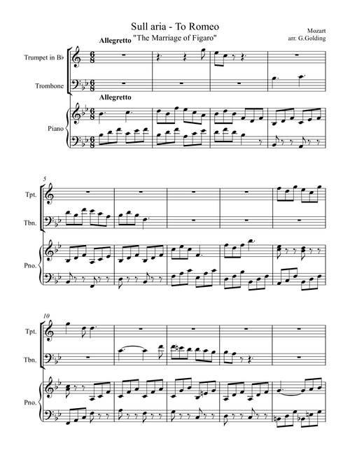 Sull Aria (To Romeo) from The Marriage of Figaro (Arr. Grant Golding) - Night at the opera (Instrumental Duet)