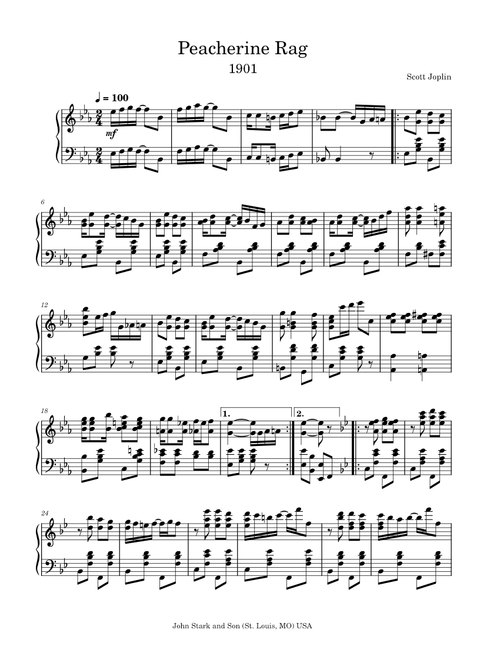Peacherine Rag by Scott Joplin (1901)