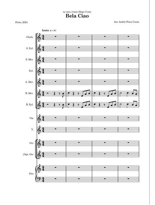 Bella Ciao (El Profesor) for Instrumental Orff (Arr. André Pires Costa) - La Casa De Papel, Hugel (Orff instruments)