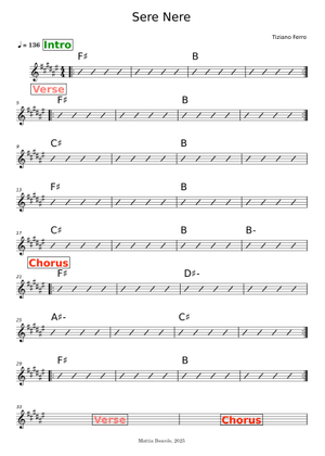 Sere nere – Tiziano Ferro Sheet Music with Chords for Piano (Solo ...