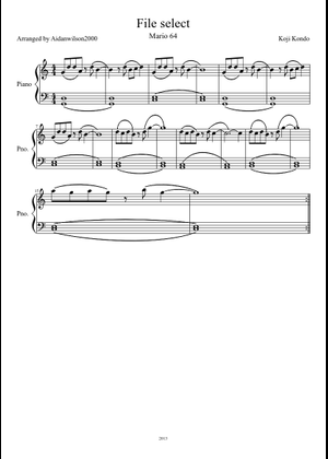 File Select - Super Mario 64 Sheet Music for Piano, Drum group