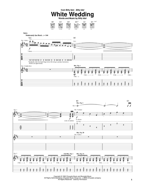 White Wedding - Billy Idol (Guitar Tab)