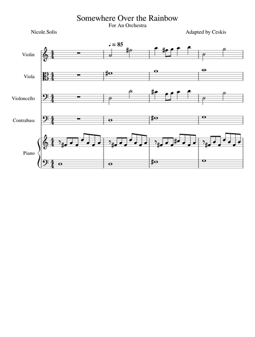 Somewhere Over the Rainbow for a string orchestra