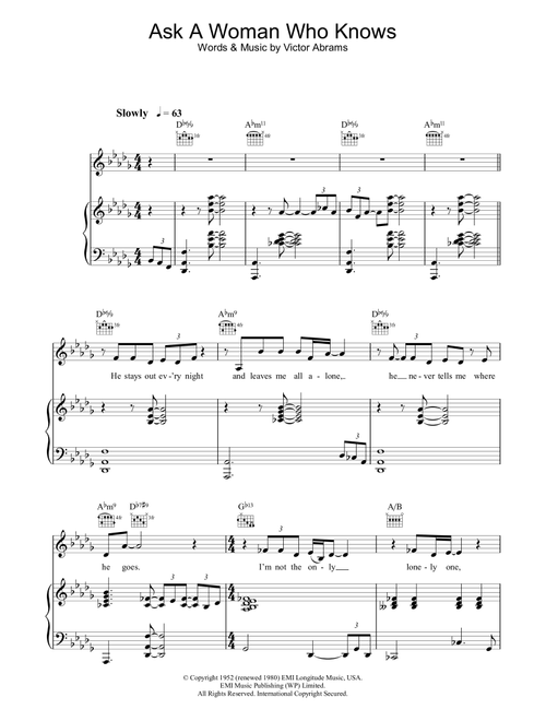 Ask A Woman Who Knows - Natalie Cole (Piano-Vocal-Guitar (Piano Accompaniment))