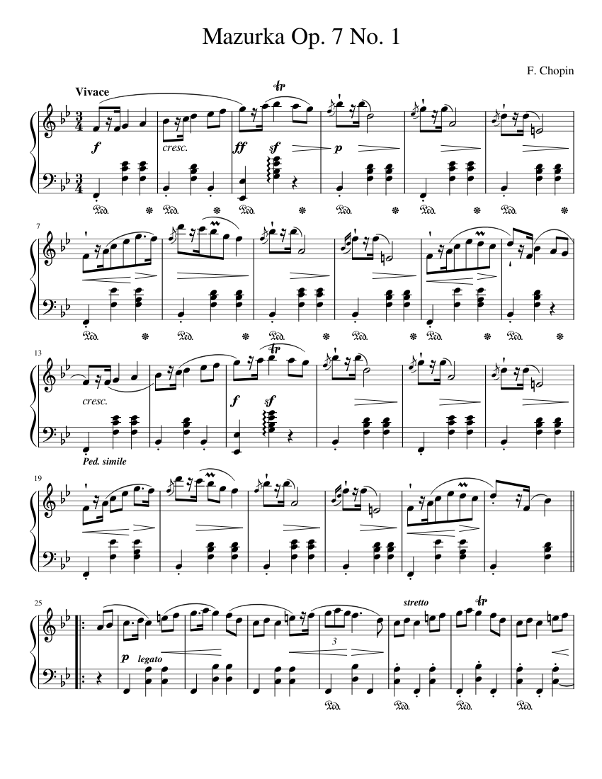 Chopin - Mazurka Op. 7 No. 1 Sheet Music For Piano (Solo) | Musescore.com