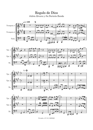 Regalo de dios – Julion Álvarez Y Su Norteño Banda Sheet Music for Tuba ...