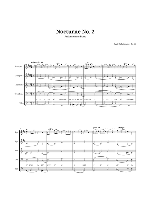 Nocturne by Chopin for Brass Quintet (Arr. Langanho) (Brass Ensemble)