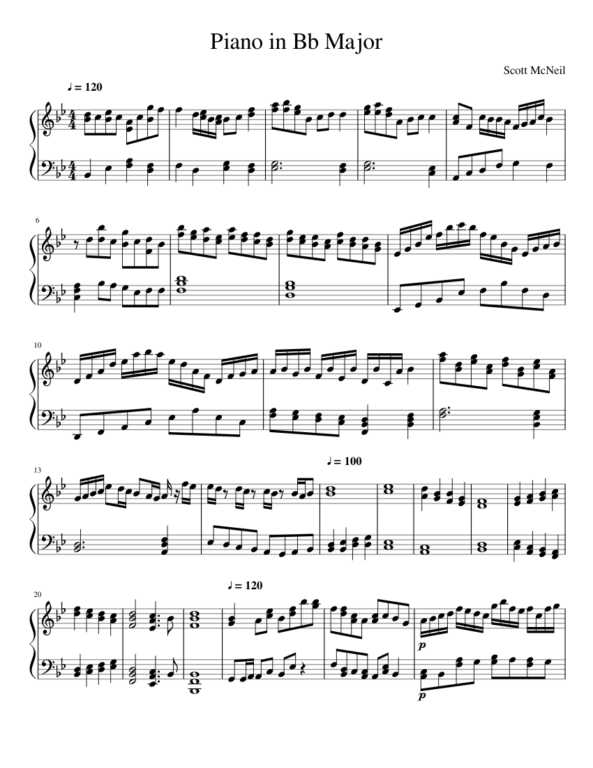 Piano in Bb Major Sheet music for Piano (Solo) | Musescore.com
