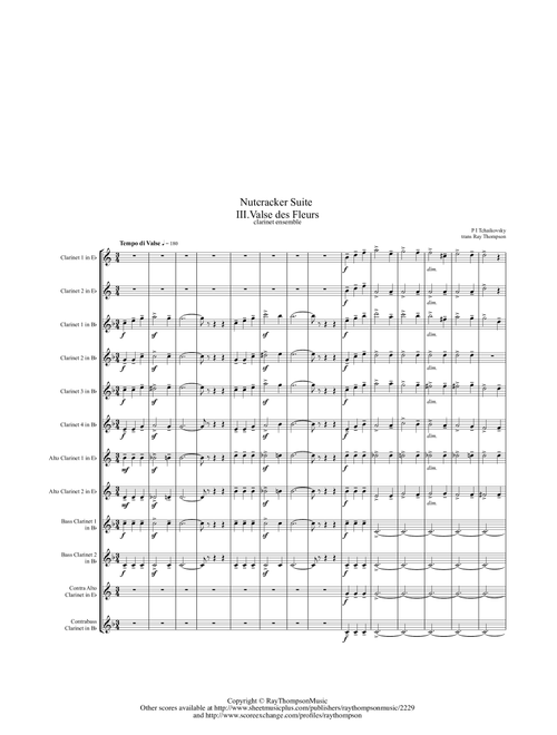 Tchaikovsky: Casse-Noisette (Nutcracker Suite) Valse des Fleurs Dance of Flowers - clarinet ensemble (Arr. Ray Thompson) - Peter Ilyich Tchaikovsky (Woodwind Ensemble)