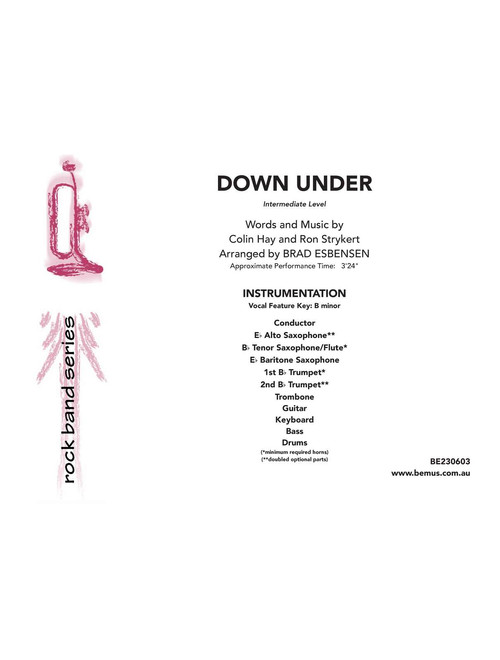 Down Under (Arr. Brad Esbensen) - Men At Work (Large Ensemble)