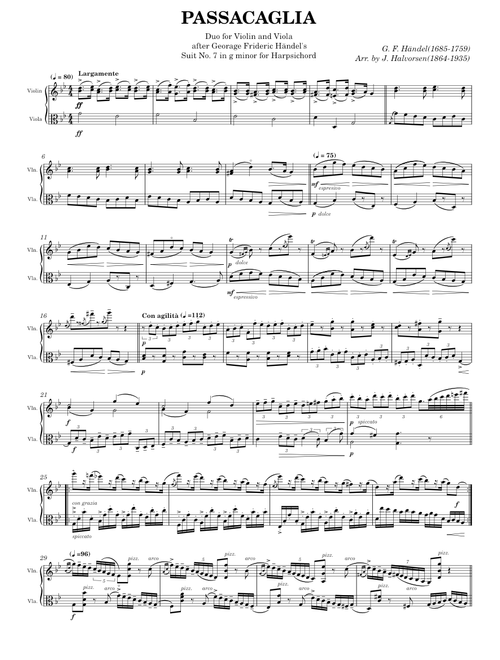 Passacaglia Duo for Violin and Viola - Händel, arr. by Halvorsen