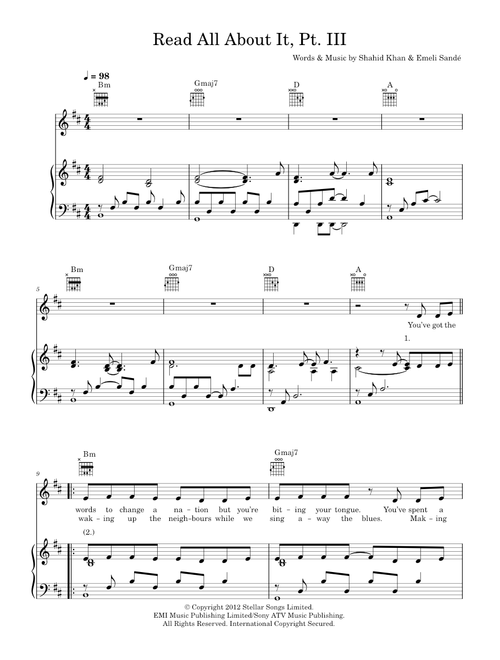 Read all about it part iii - Emeli Sandé (Piano-Vocal-Guitar)