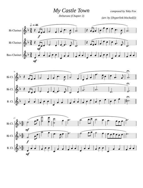 My Castle Town – Toby Fox Deltarune (Chapter 2) | Clarinet Trio