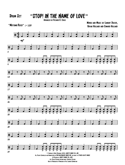 Stop! In The Name Of Love (Arr. Richard D. Cross) - The Supremes (Drums)