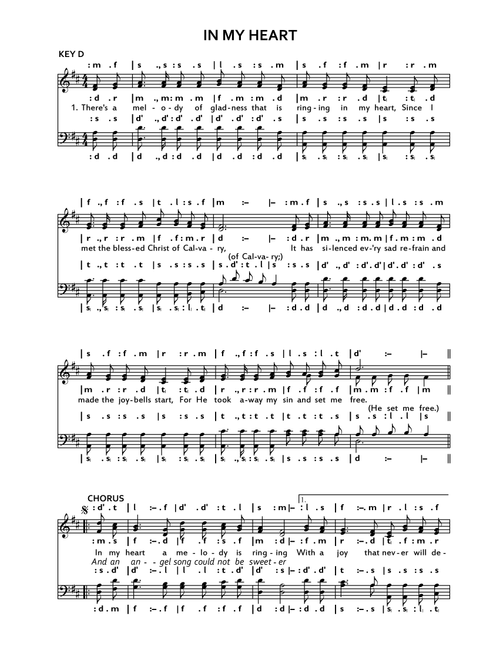 In my heart (Arr. Unknown) (Piano Vocal)