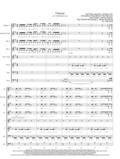 Finesse (Arr. Rob Dietz) - Bruno Mars (Choral, SATB divisi)