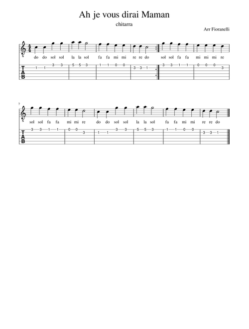 Ah je vous dirai Maman chitarra