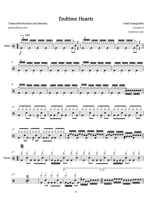 Endtime Hearts (Arr. Evan Aria Serenity) - Dark Tranquillity (Drums)