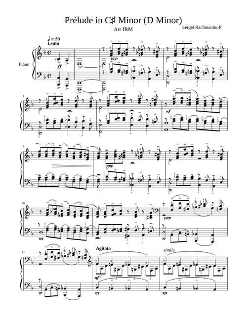 Rachmaninoff Prelude  Op 3 No 2 in C sharp minor, Easier