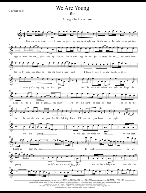 We Are Young (Arr. Kevin Busse) - Fun. Featuring Janelle Monae (Clarinet Solo)