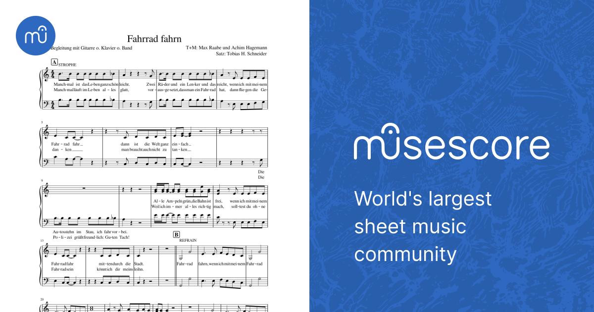 Fahrrad fahrn (Chorsatz) - Max Raabe, Achim Hagemann Sheet Music for Piano  (Solo) easy | MuseScore.com