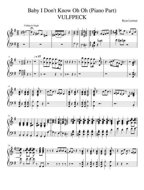 Baby I Don't Know Oh Oh (Piano Part) VULFPECK
