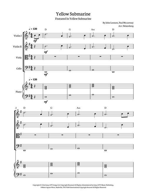 Yellow Submarine (Arr. Heisenberg) - The Beatles (String Quartet)
