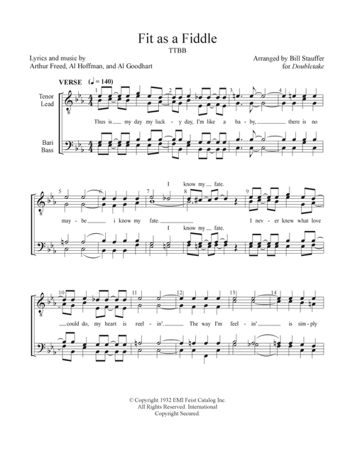 Fit As A Fiddle (Arr. William Stauffer) - Al Goodhart, Al Hoffman, Arthur Freed (Choral, TTBB)