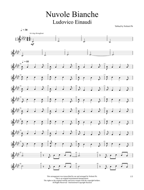 Nuvole_Bianche (Arr. Righty) - Lüdovico Einaudi (Easy Piano)