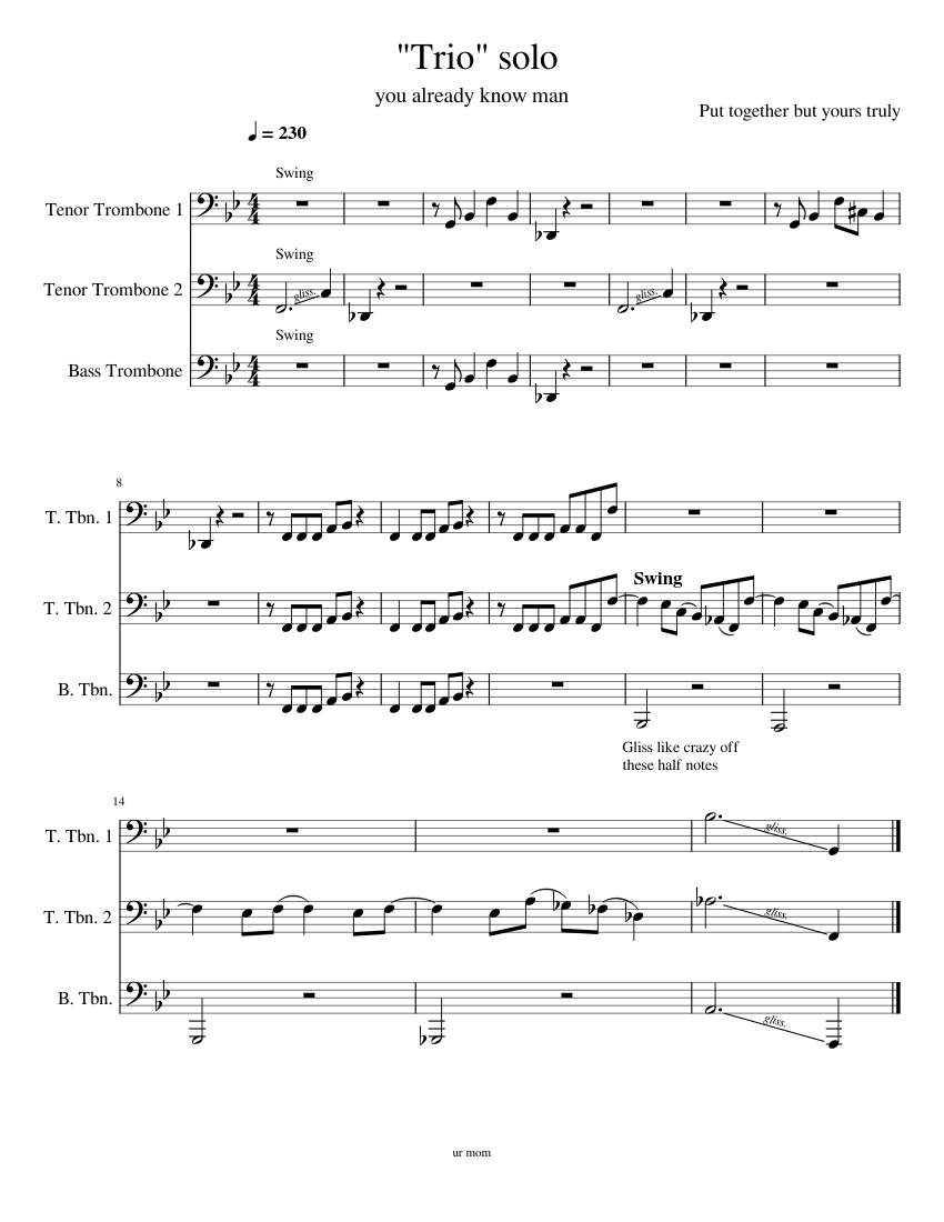 Chicken "Trio" solo Sheet Music for Trombone tenor, Trombone bass ...