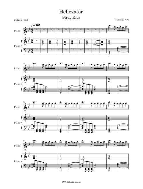 Hellevator - Stray Kids (piano instrumental)