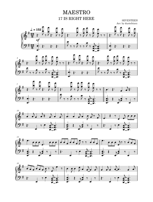 セブチ　楽譜　ピアノスコア xu000669 | Free sheet music | Download PDF or print on MuseScore.com