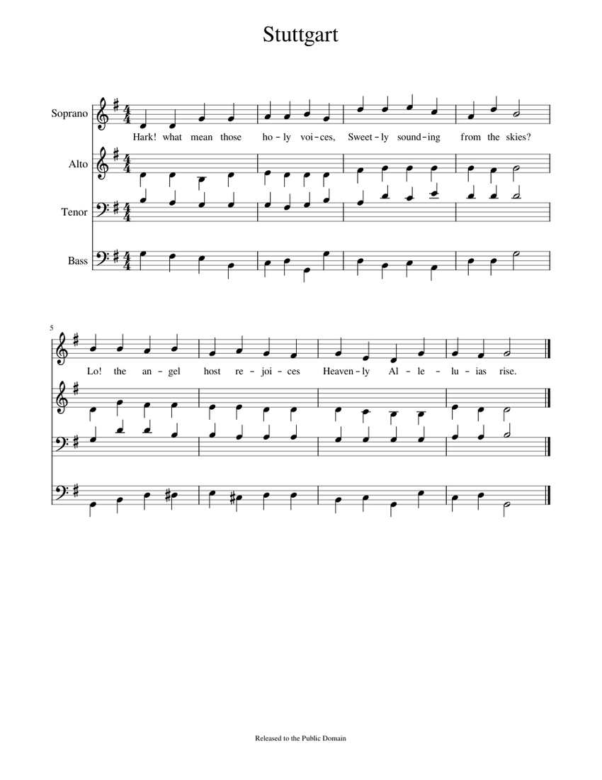 Hark What Mean Those Holy Voices "Stuttgart" Sheet music for Bass guitar (Solo)