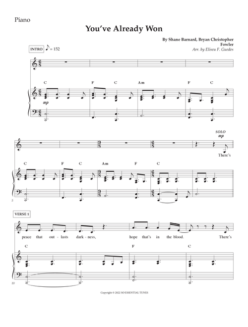 You've Already Won (Arr. Arranged by Eliseu F. Guedes) - Shane And Shane (Piano-Vocal-Guitar (Piano Accompaniment))