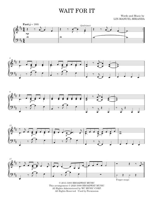 Wait for It - Lin-Manuel Miranda (Piano Solo)