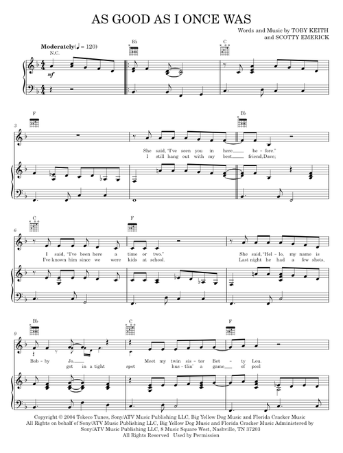 As good as i once was - Toby Keith (Piano-Vocal-Guitar)