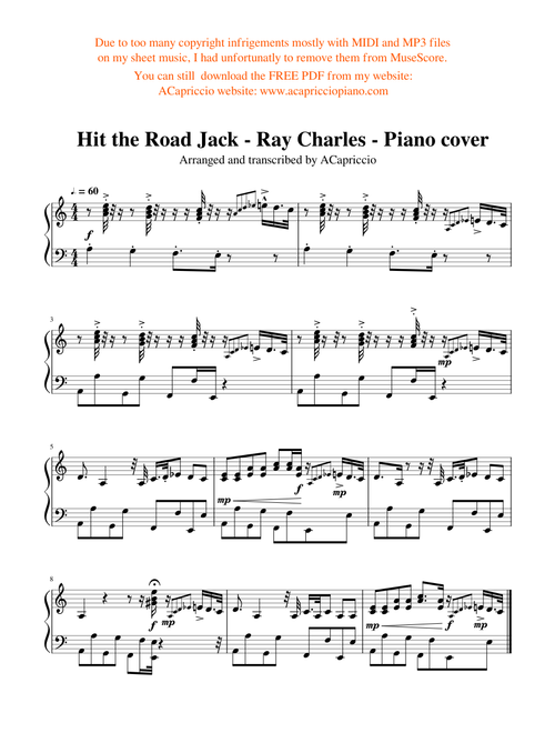 Hit the Road Jack - Ray Charles - Piano cover