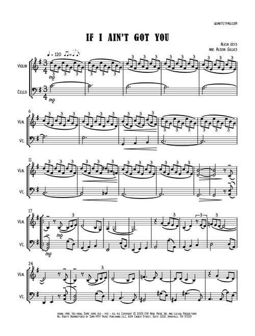 If I Ain't Got You (Arr. Alison Gillies) - Alicia Keys (Instrumental Duet)