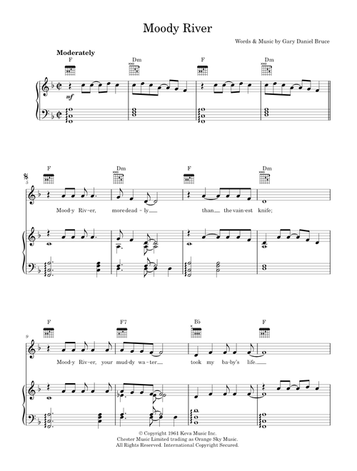 Moody River - Pat Boone (Piano-Vocal-Guitar (Piano Accompaniment))