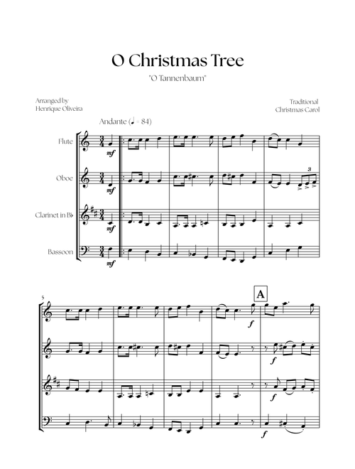 O Christmas Tree "O Tannenbaum" (Woodwind Quartet) - Christmas Carol (Arr. Henrique Oliveira) - Traditional Christmas Carol (Woodwind Ensemble)
